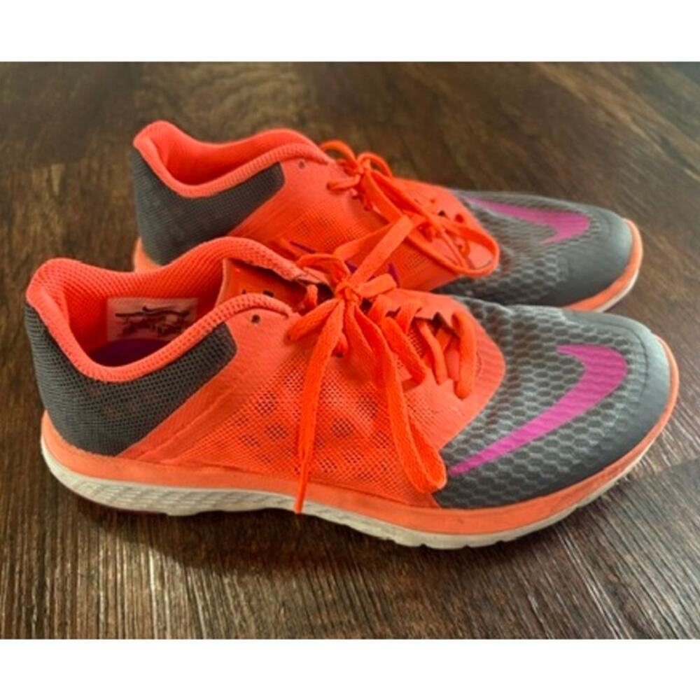 Nike Free RN Flyknit Orange Grey Purple Women's Running Shoes Size 7